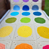 Paintbox Crochet Bed Runner & Wrap with Polka Dot Border.