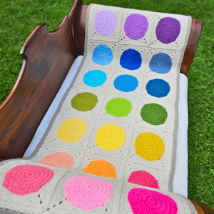 Paintbox Bed Runner & Wrap with Polka Dot Border - Secret Yarnery