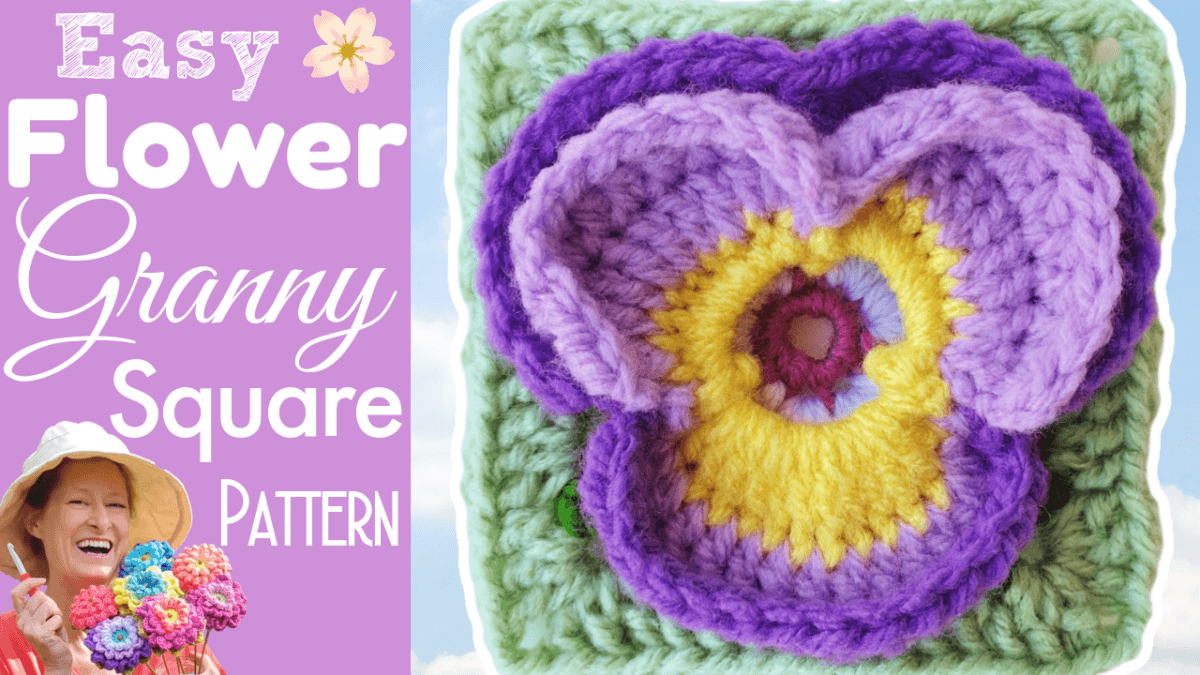 Pansy Flower Granny Square - The Secret Yarnery