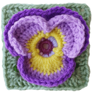 Pansy Flower Granny Square - BllomScape CAL #8.