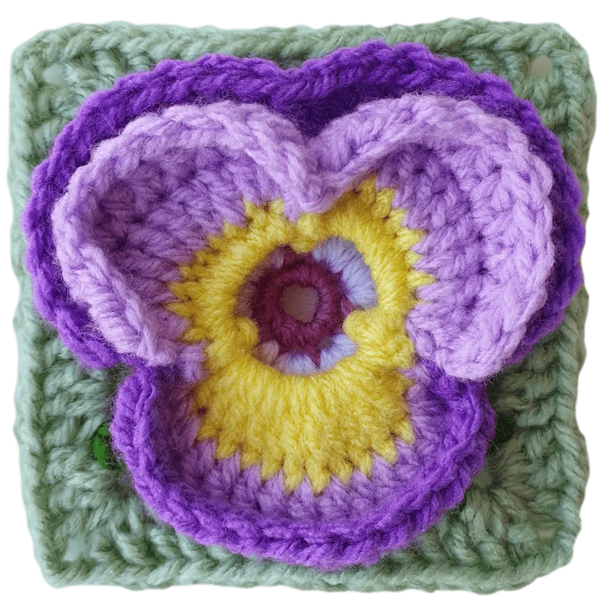 Pansy Flower Granny Square - BllomScape CAL #8.