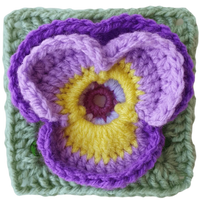 Pansy Flower Granny Square - BllomScape CAL #8.