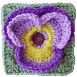 Pansy Flower Granny Square - The Secret Yarnery