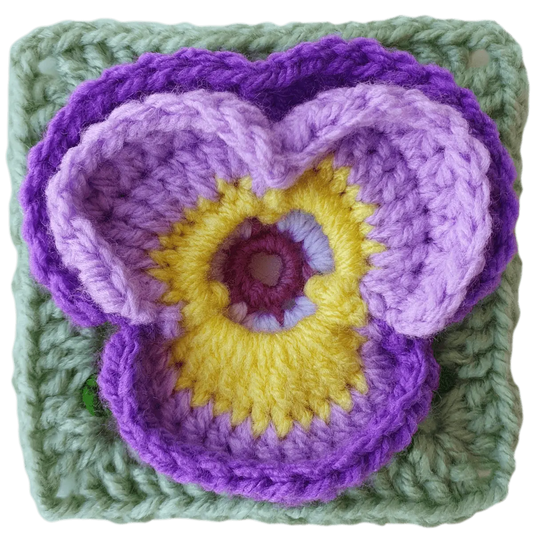 Pansy Flower Granny Square - BllomScape CAL #8.