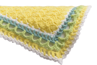 Pin Curl Granny Baby Blanket with Loops & Bridges Border – Elegant Crochet Pattern for Beginners.