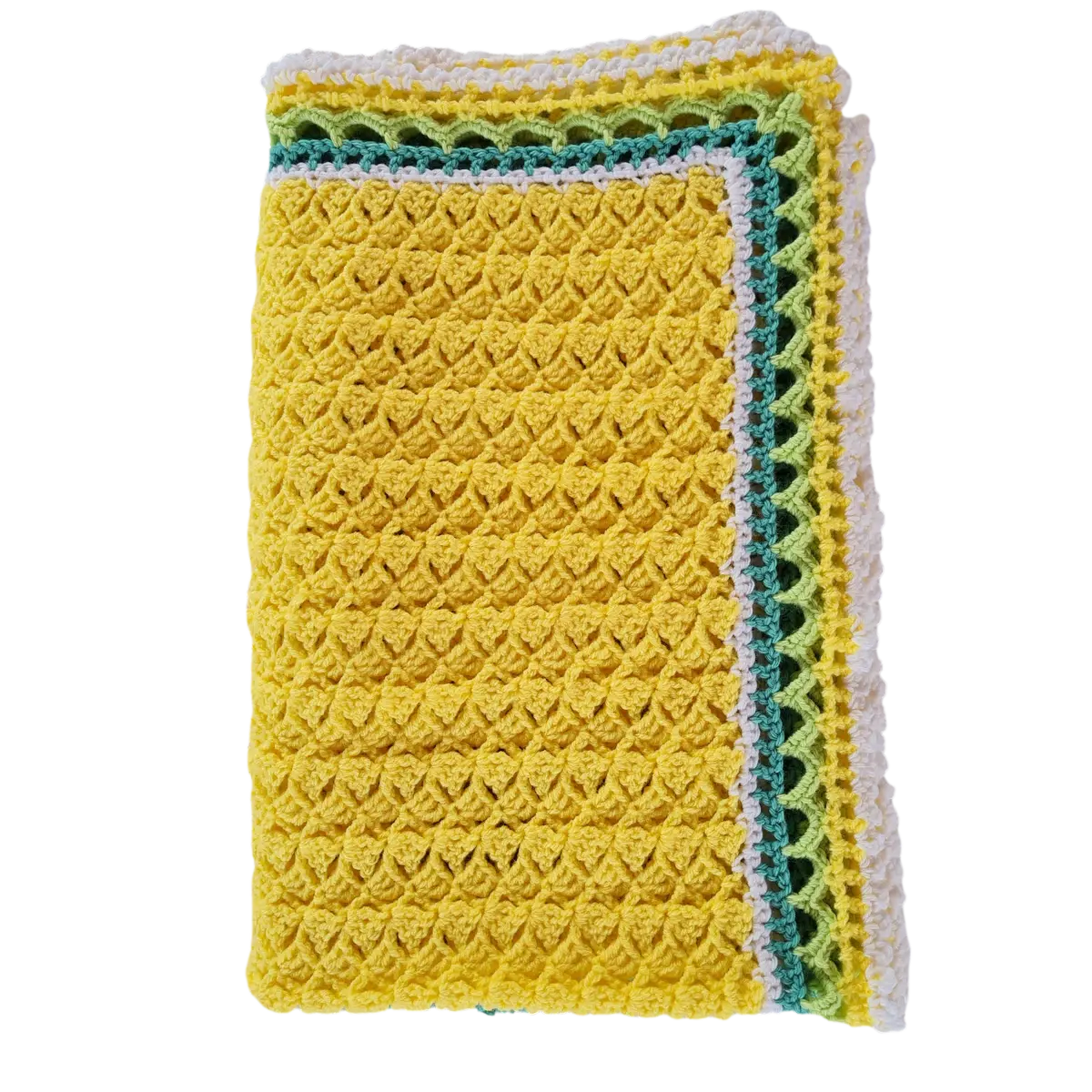 Pin Curl Granny Baby Blanket with Loops & Bridges Border – Elegant Crochet Pattern for Beginners.