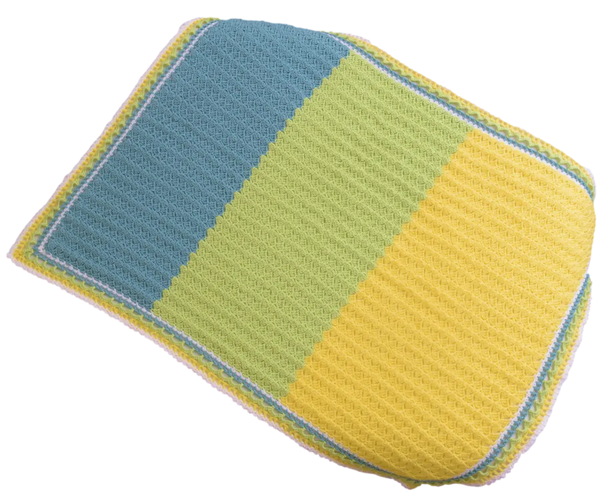 Pin Curl Granny Baby Blanket with Loops & Bridges Border – Elegant Crochet Pattern for Beginners