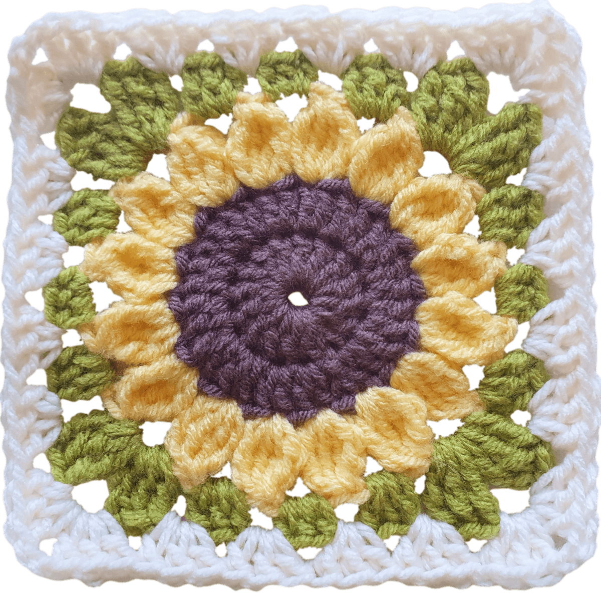 Simple Sunflower Granny Square – Easy Floral Pattern for Beginners.