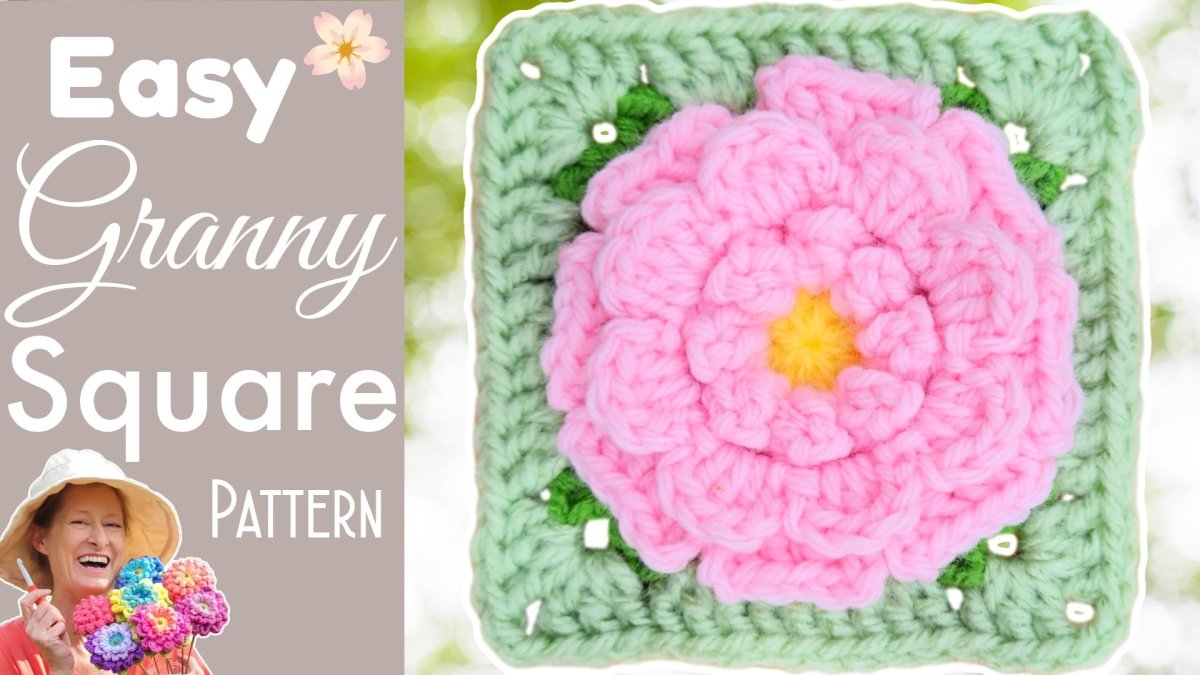 Single Zinnia Flower Granny Square - BloomScape CAL Block # 11.