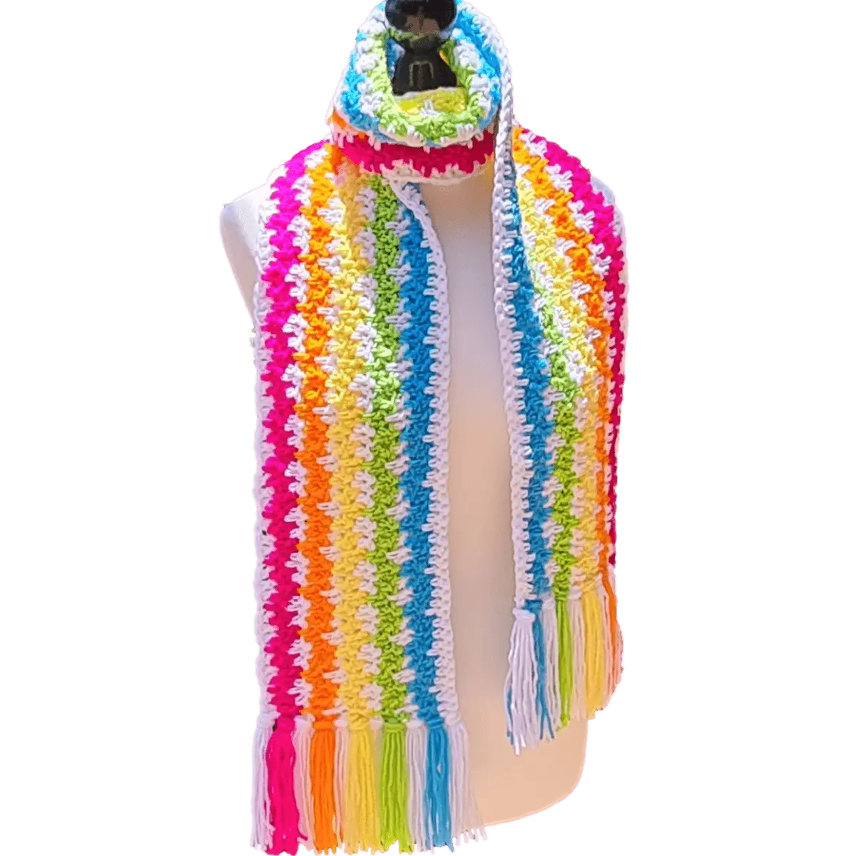 Speedy Granny Ruth Rainbow Scarf - Fast and Easy Crochet Scarf Pattern.