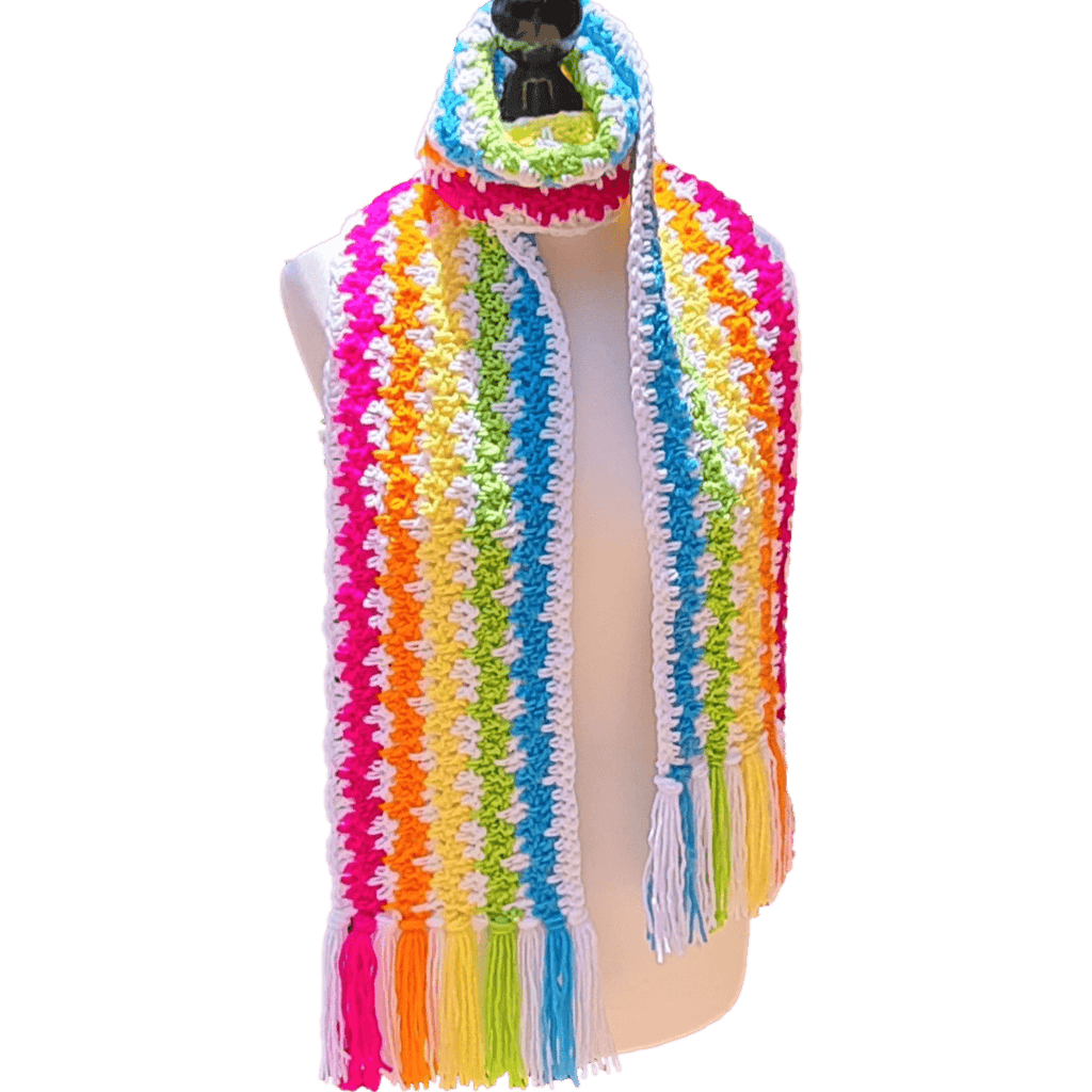 Easy Bulky Yarn Cakes Fluffy Rainbow Scarf - Easy to Follow Written Cr -  Secret Yarnery