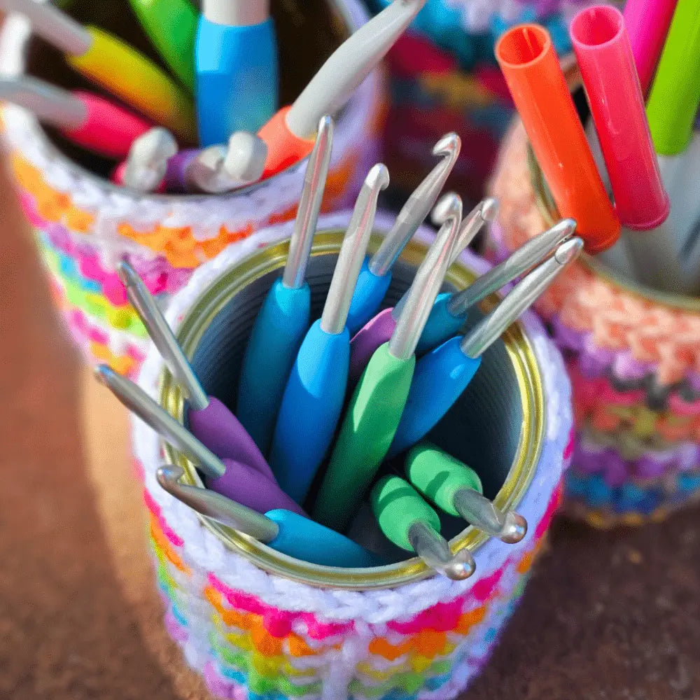 Speedy Granny Ruth Crochet Tin Can Cozy.