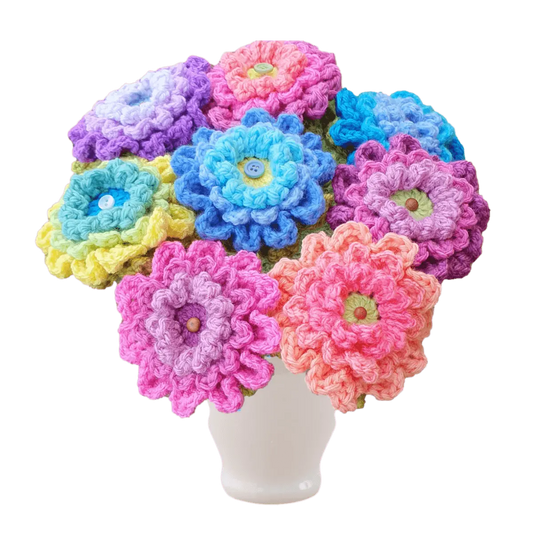 Spring Crochet Flower Bouquet – Removable & Washable for Lasting Decor.