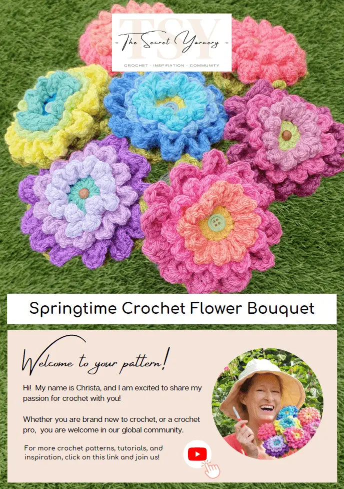 Spring Crochet Flower Bouquet – Removable & Washable for Lasting Decor.