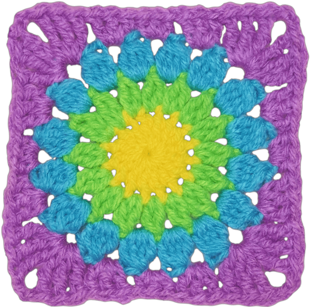 Sunburst Crochet Granny Square – Vibrant and Easy Pattern.