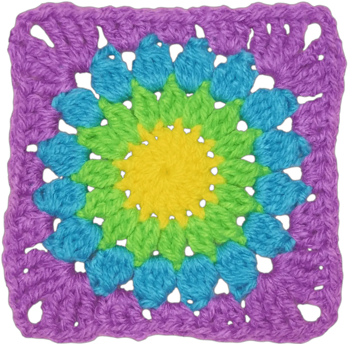 Sunburst Crochet Granny Square – Vibrant and Easy Pattern.