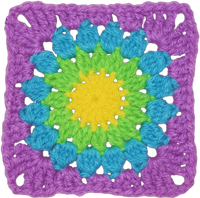 Sunburst Crochet Granny Square – Vibrant and Easy Pattern.