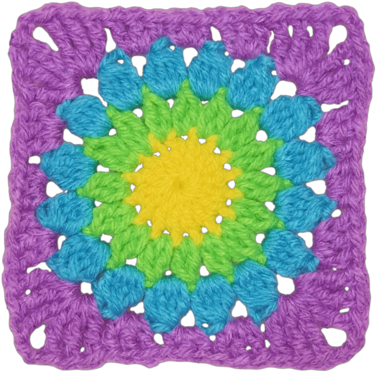Sunburst Crochet Granny Square – Vibrant and Easy Pattern.