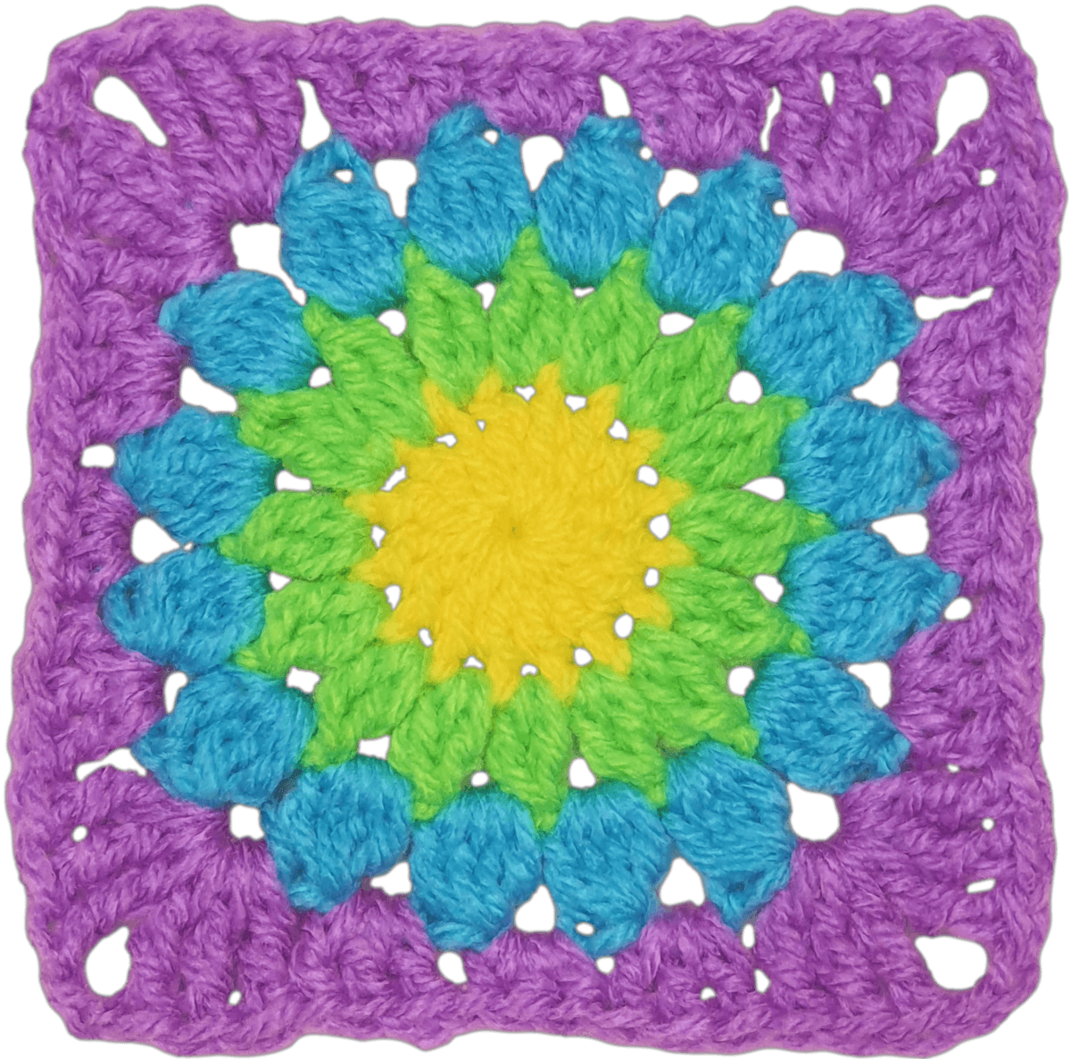 Sunburst Crochet Granny Square - The Secret Yarnery