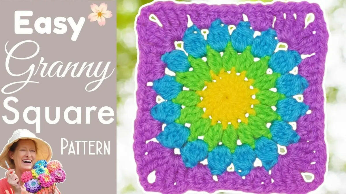 Sunburst Crochet Granny Square – Vibrant and Easy Pattern.