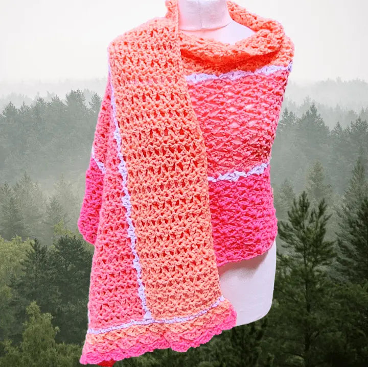 Sundae Granny Crochet Shawl – Easy One-Row Repeat with Elegant Border