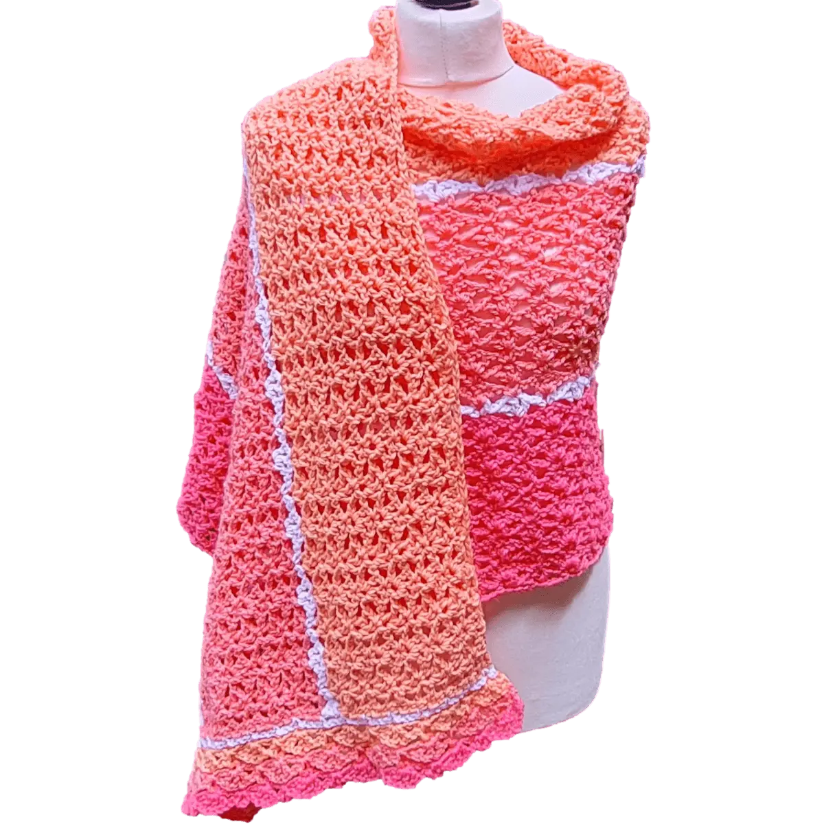 Sundae Granny Crochet Shawl – Easy One-Row Repeat with Elegant Border