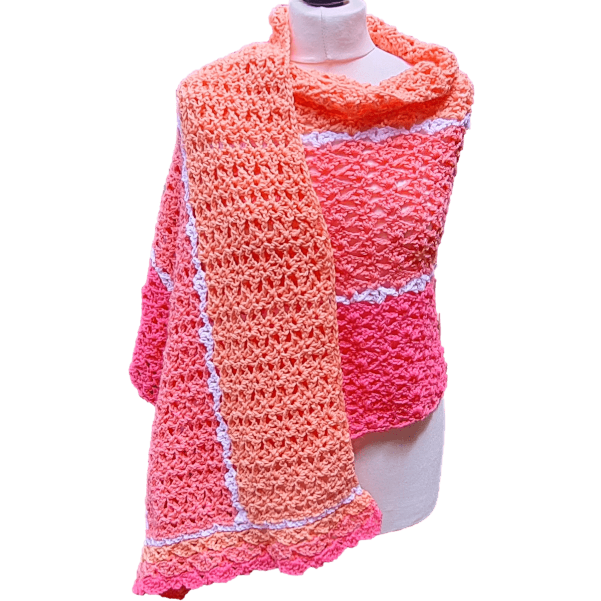 Sundae Granny Crochet Shawl – Easy One-Row Repeat with Elegant Border