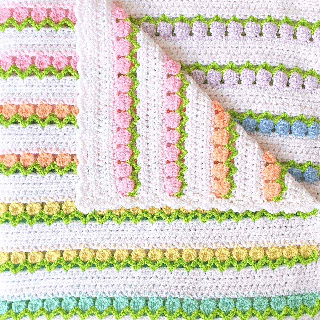 Tulip Stitch Blanket with Cute Shell Border