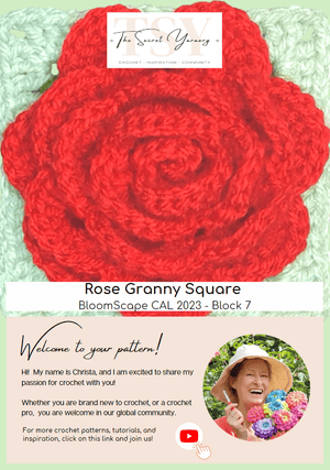 Ultimate 3D Crochet Rose Granny Square - The Secret Yarnery