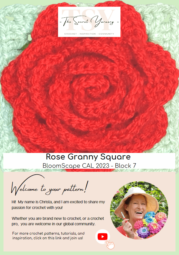 Ultimate 3D Crochet Rose Granny Square – Elegant Floral Pattern.