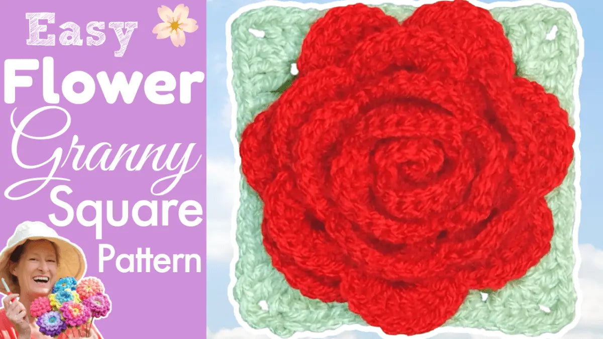 Ultimate 3D Crochet Rose Granny Square – Elegant Floral Pattern.