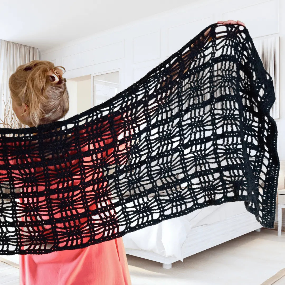 Web'oween Lacy Rectangular Crochet Shawl Pattern