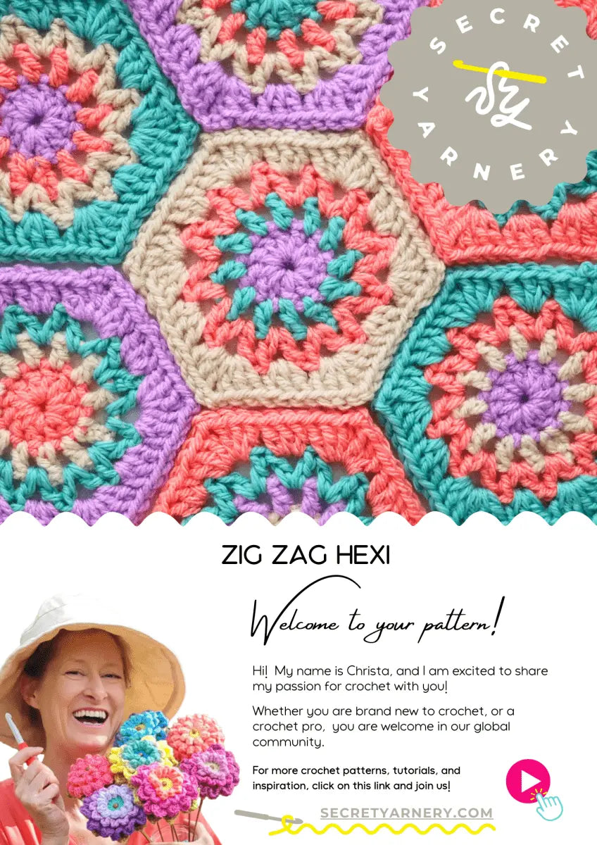 Zig Zag Hexi: Easy Crochet Hexagon Pattern – Beginner Friendly